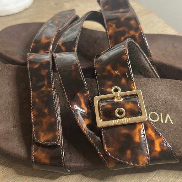 Vionic Skylar Brown Tortoise Slip On Adjautable Sandals Women Orthotic size 9 - Picture 6 of 16